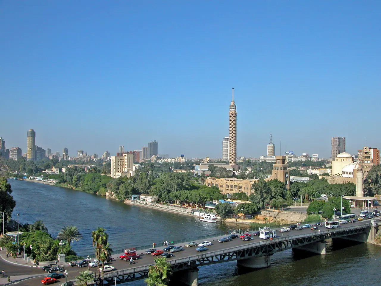 Cairo Tower and Gezira Island on the Nile
