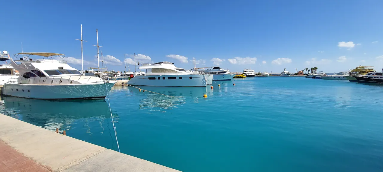 Yachts moored in Hurghada Marina
