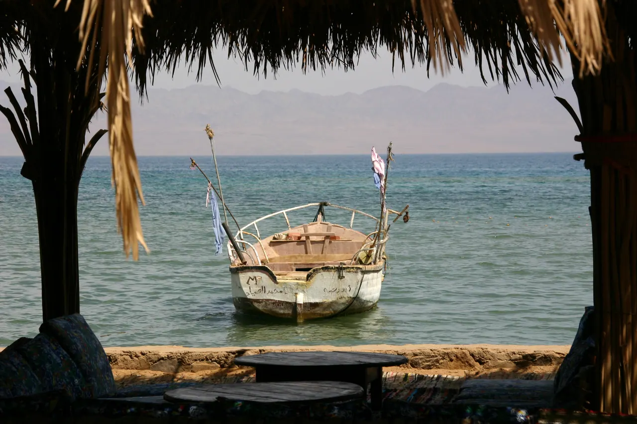 Fishing boat off the beach at Tarabin, Nuweiba