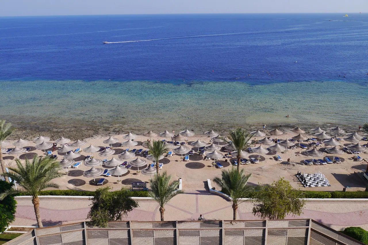Coral reef and beach at Ras Nasrani